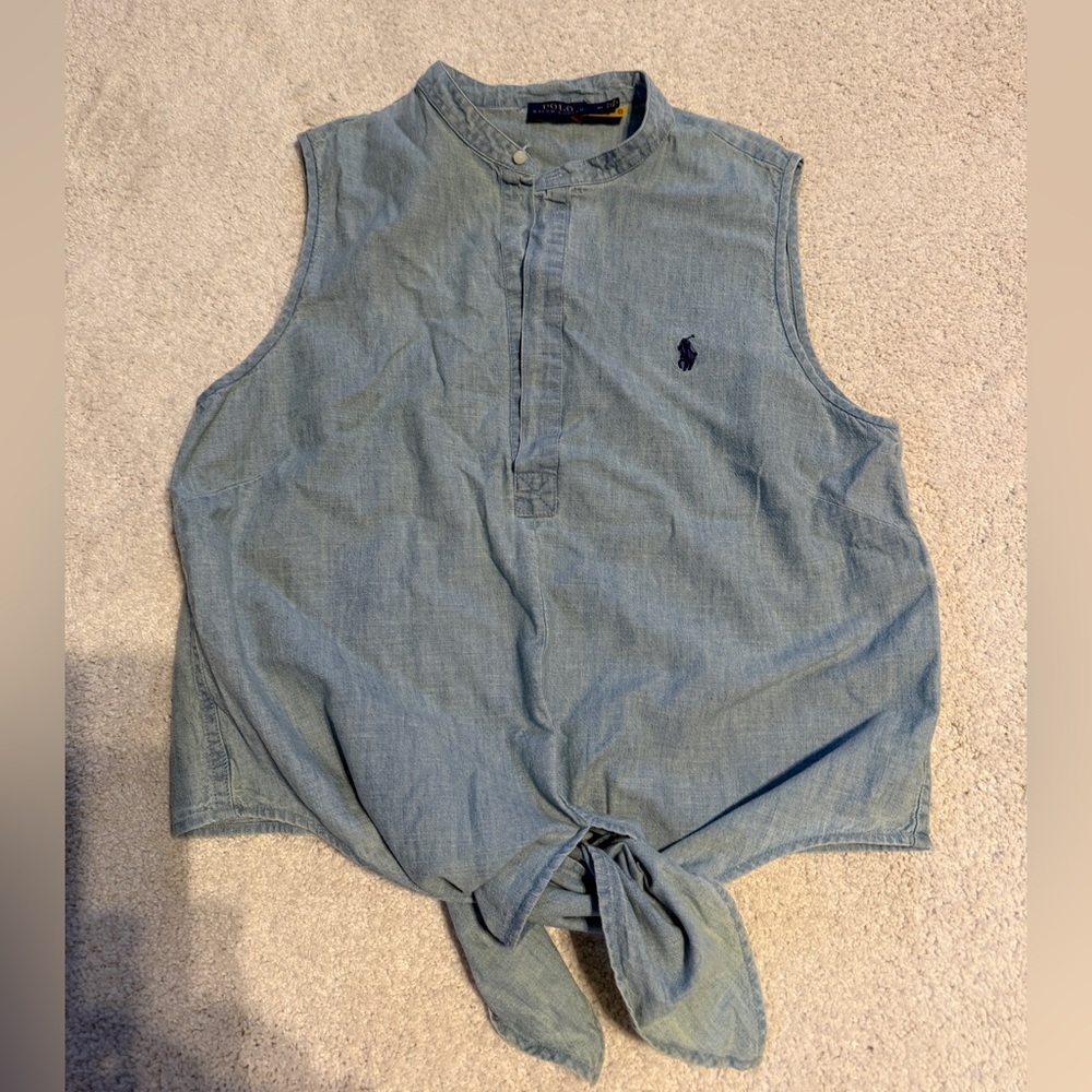 Polo Ralph Lauren Women’s Chambray Tie-Front Top
Size: 10